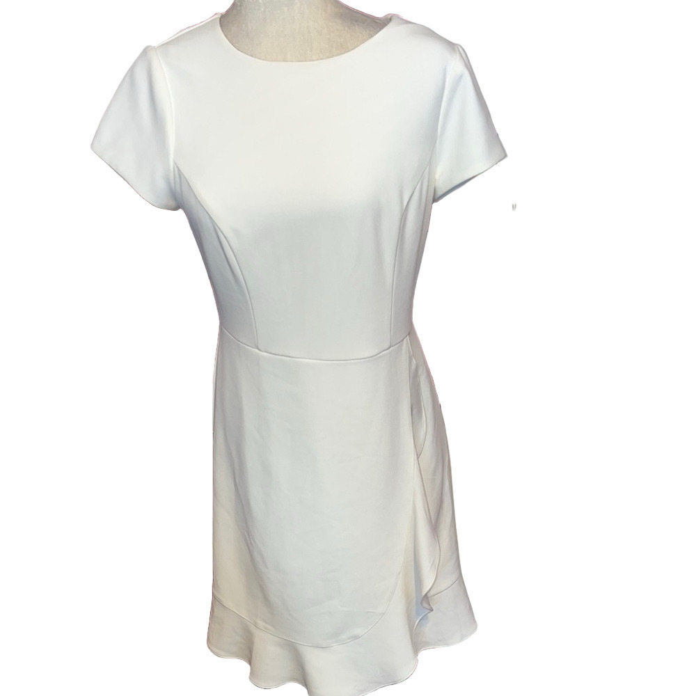 NWT White House Black Market White Flutter Sleeve Sheath Dress 8